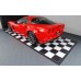 Checkered Tile Parking Mat with Red Border